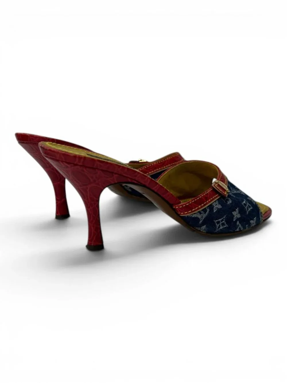 Vintage Louis Vuitton Monogram Denim Mules, Size 38.5 EU
